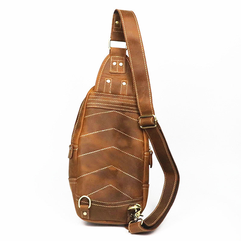 Men's Genuine Leather British Retro Personalized Cattle Men's Chest Bags
