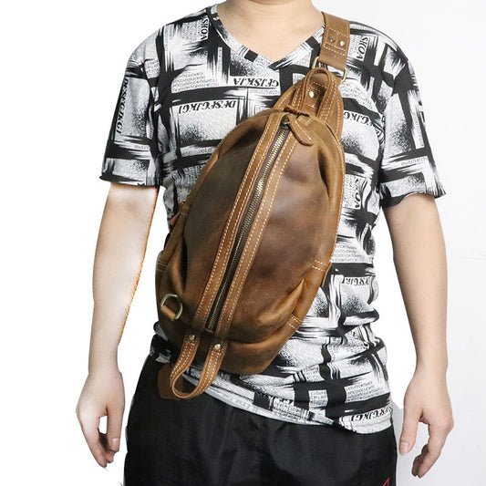 Men's Genuine Leather British Retro Personalized Cattle Men's Chest Bags