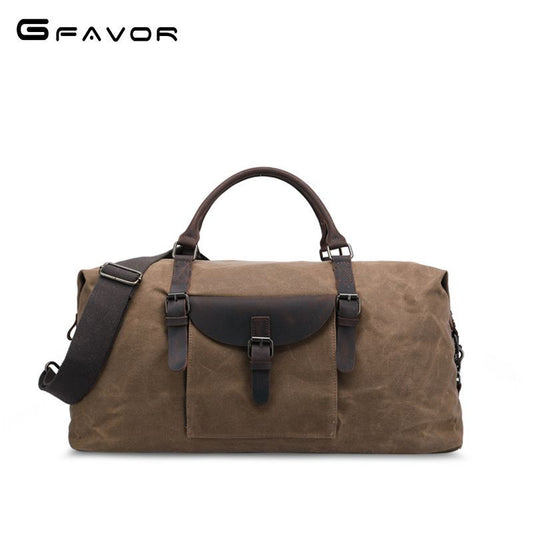 Men's Portable Large Capacity Oil Wax Canvas Crazy Horse Luggage