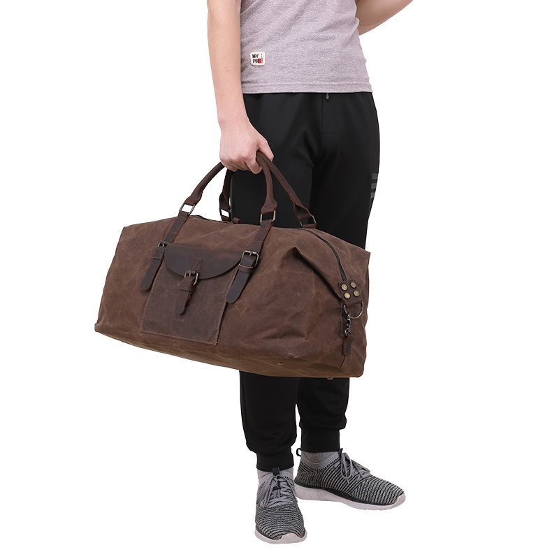 Men's Portable Large Capacity Oil Wax Canvas Crazy Horse Luggage