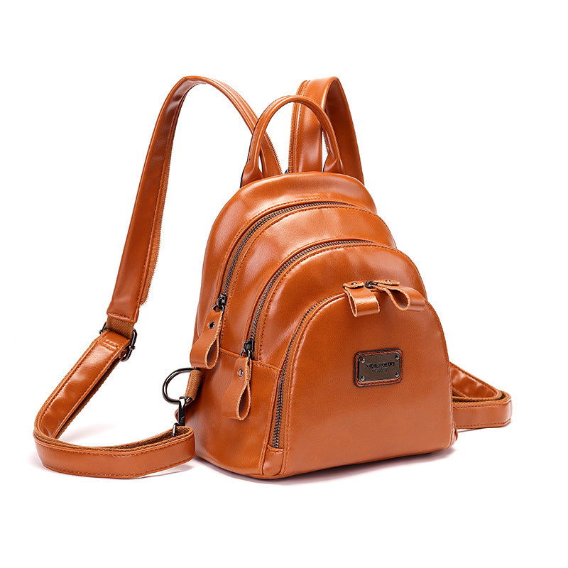 Women's Retro Fashion Zipper Double Refined Simple Backpacks