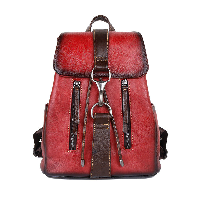 Layer Cowhide Retro Genuine Leather Colored Backpacks