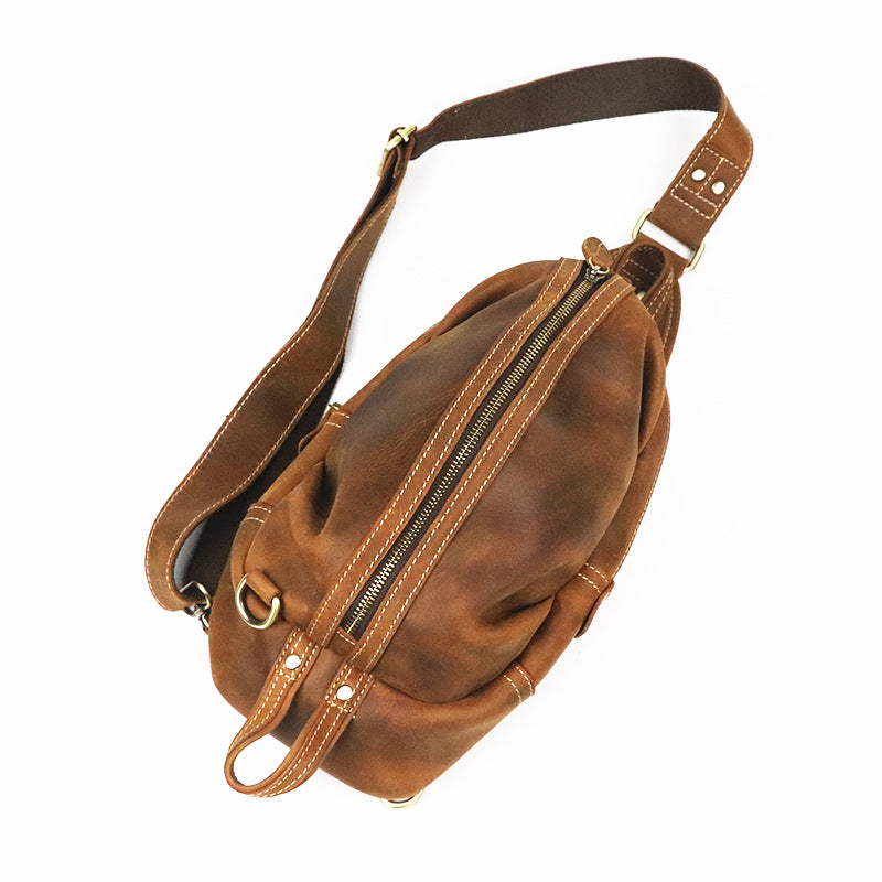 Men's Genuine Leather British Retro Personalized Cattle Men's Chest Bags