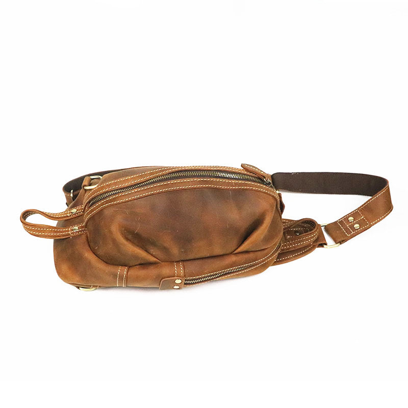 Men's Genuine Leather British Retro Personalized Cattle Men's Chest Bags