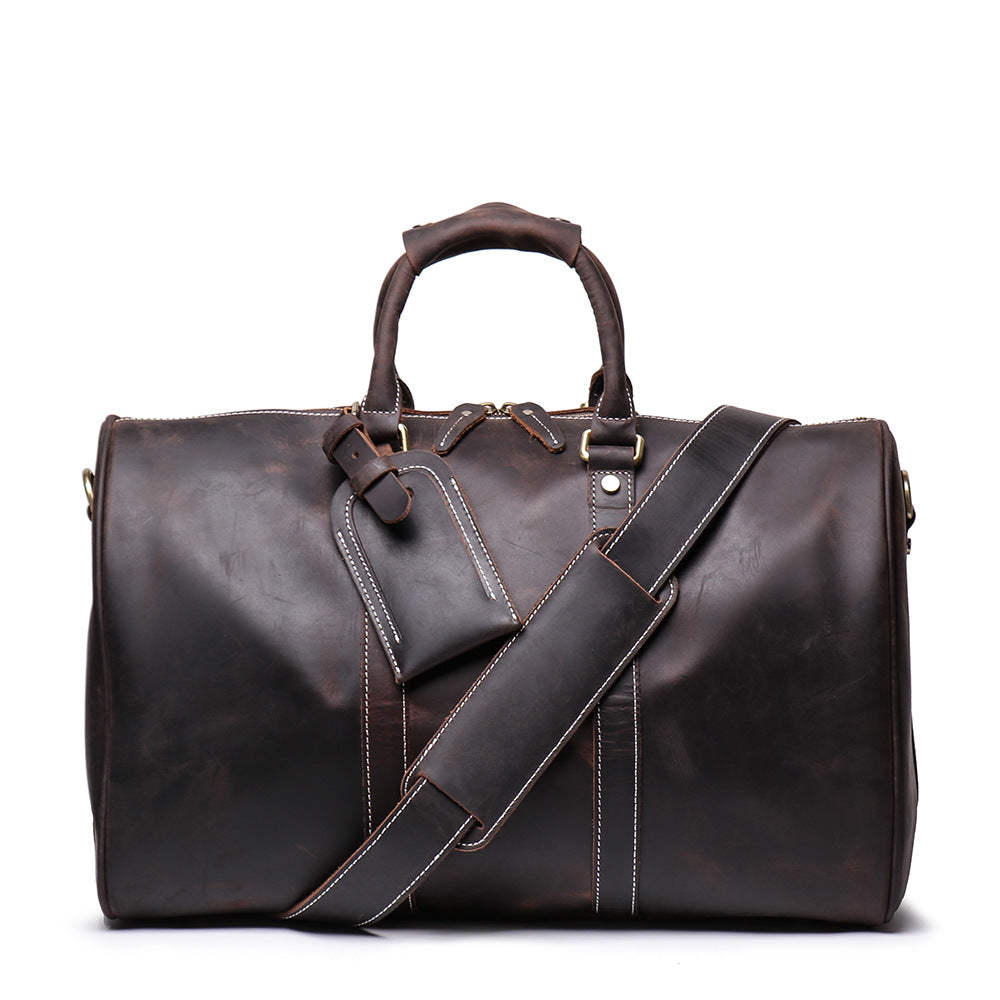 Men's Crazy Horse Leather First Layer Cowhide Travel Bags