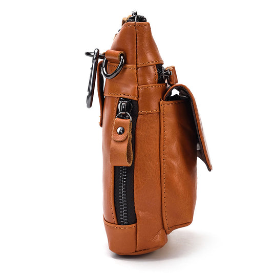 Men's Crazy Horse Across First Layer Cowhide Men's Waist Packs