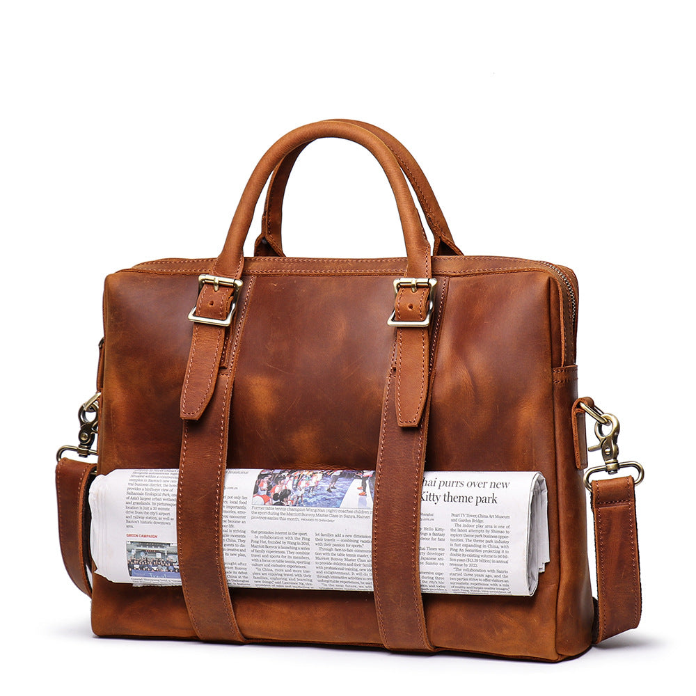 Men's Crazy Horse Leather Genuine Large Capacity Men's Briefcases