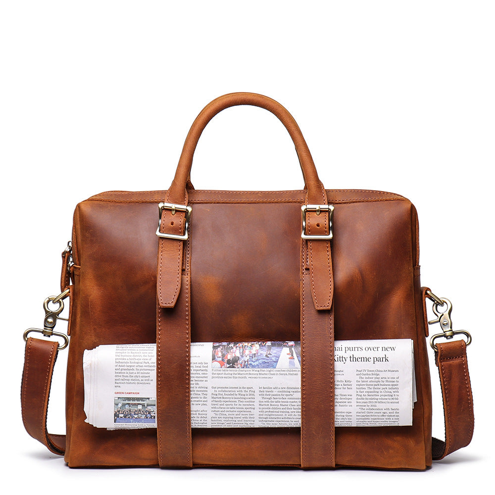 Men's Crazy Horse Leather Genuine Large Capacity Men's Briefcases