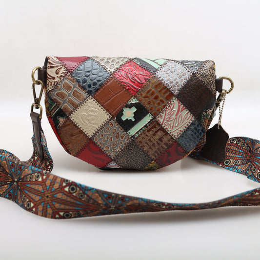 Women's Contrast Color Handmade Shell Wide Strap Shoulder Bags