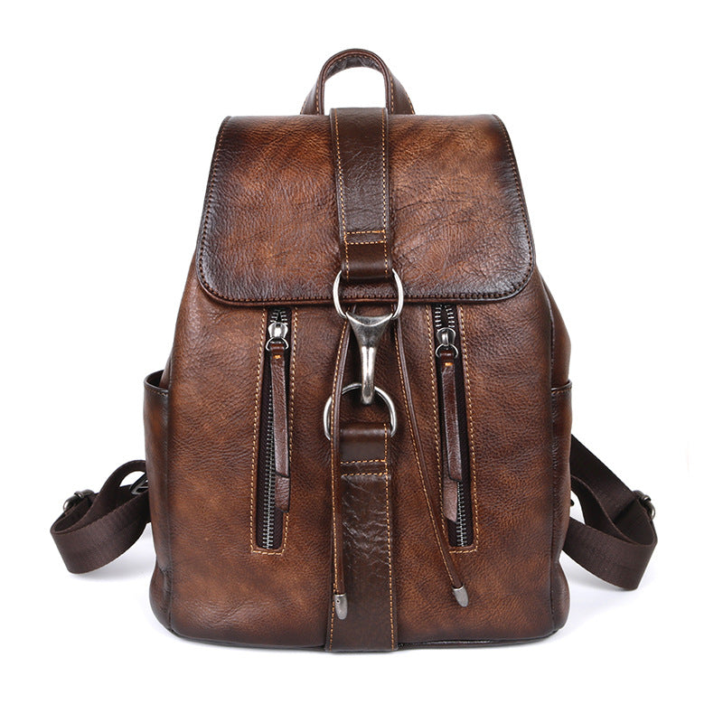 Layer Cowhide Retro Genuine Leather Colored Backpacks