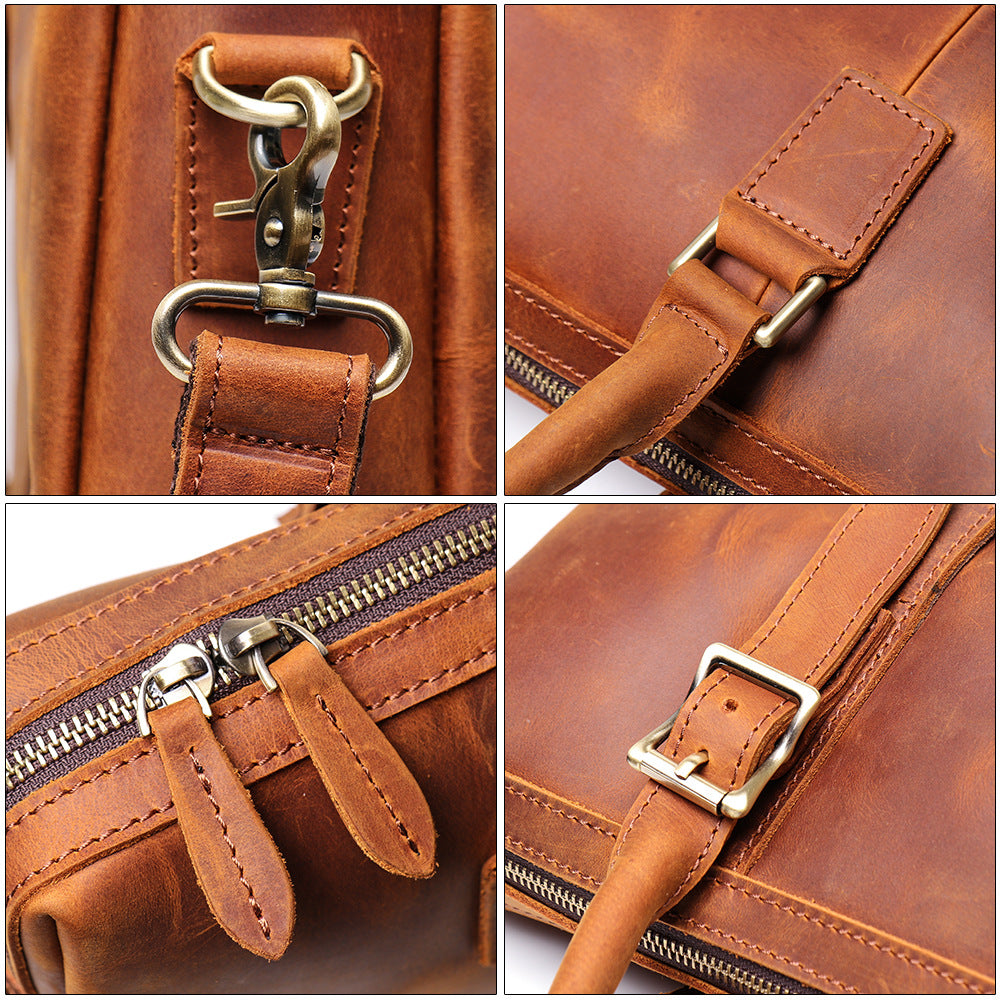 Men's Crazy Horse Leather Genuine Large Capacity Men's Briefcases