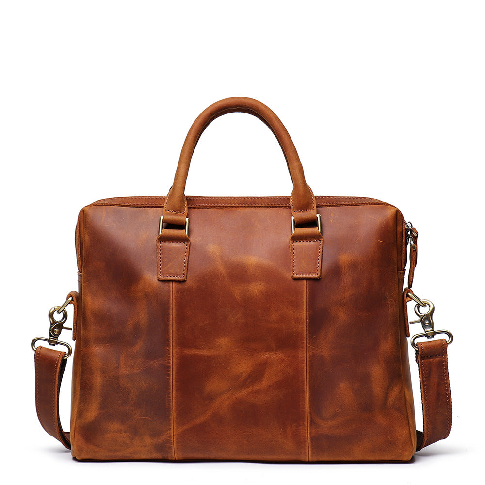 Men's Crazy Horse Leather Genuine Large Capacity Men's Briefcases
