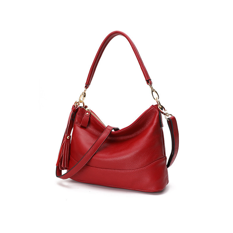 Women's Fashion Leather First Layer Cowhide Simple Shoulder Bags