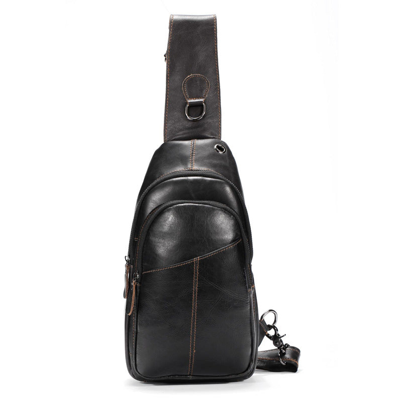 Men's Leather First Layer Cowhide Retro Style Men's Chest Bags