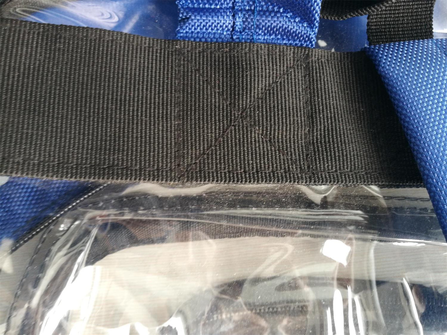 Transparent Sapphire Blue Bottom Net Pocket Sports Backpacks