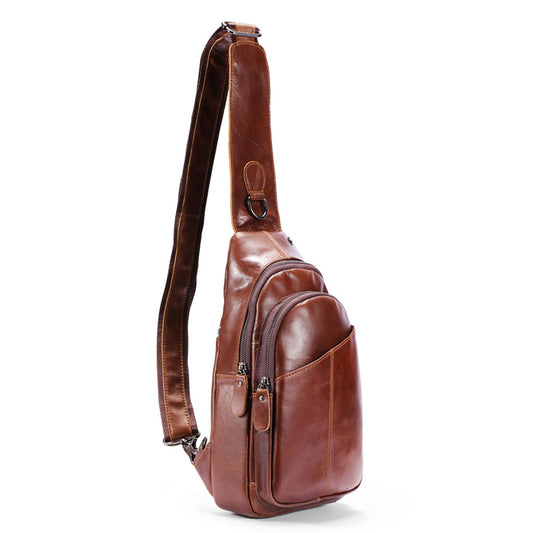 Men's Leather First Layer Cowhide Retro Style Men's Chest Bags