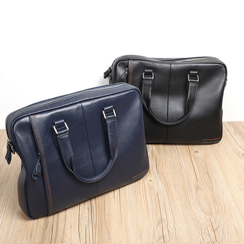 Men's First Layer Cowhide Genuine Leather Computer Men's Briefcases