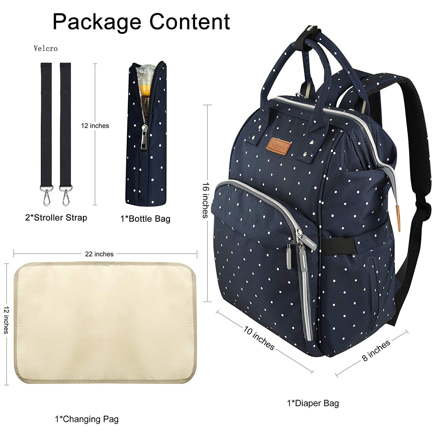 Mummy Waterproof Polka Dot Diaper Folding Bags