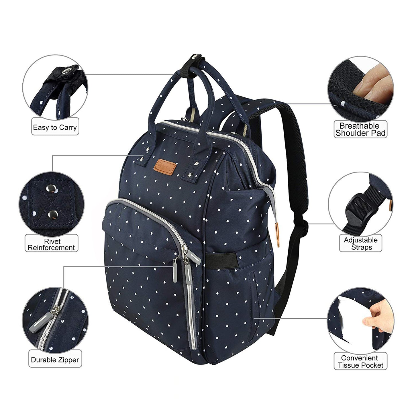 Mummy Waterproof Polka Dot Diaper Folding Bags