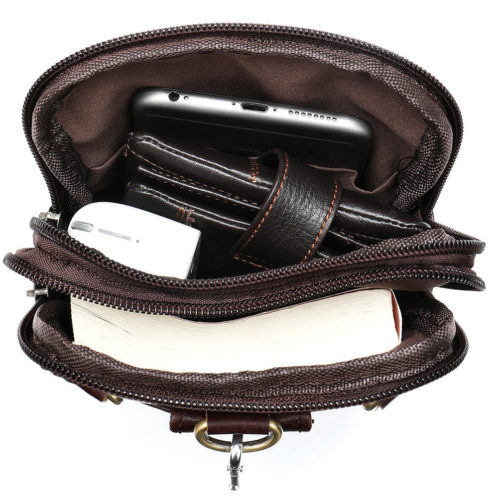 Men's Genuine Leather Cell Business Cowhide Men's Waist Packs