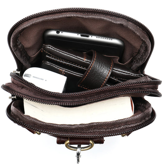Men's Genuine Leather Cell Business Cowhide Men's Waist Packs