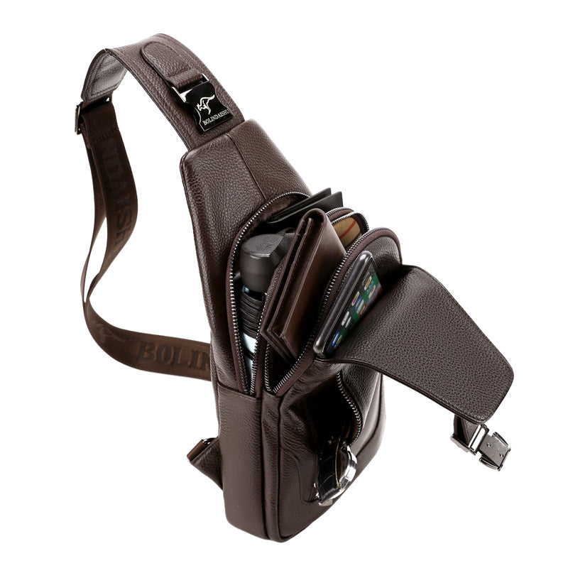 Beautiful Men's Cool Creative Cowhide Leather Men's Chest Bags