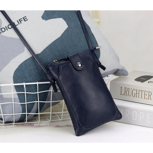 Women's Fashion First Layer Cowhide Vertical Mobile Phone Bags