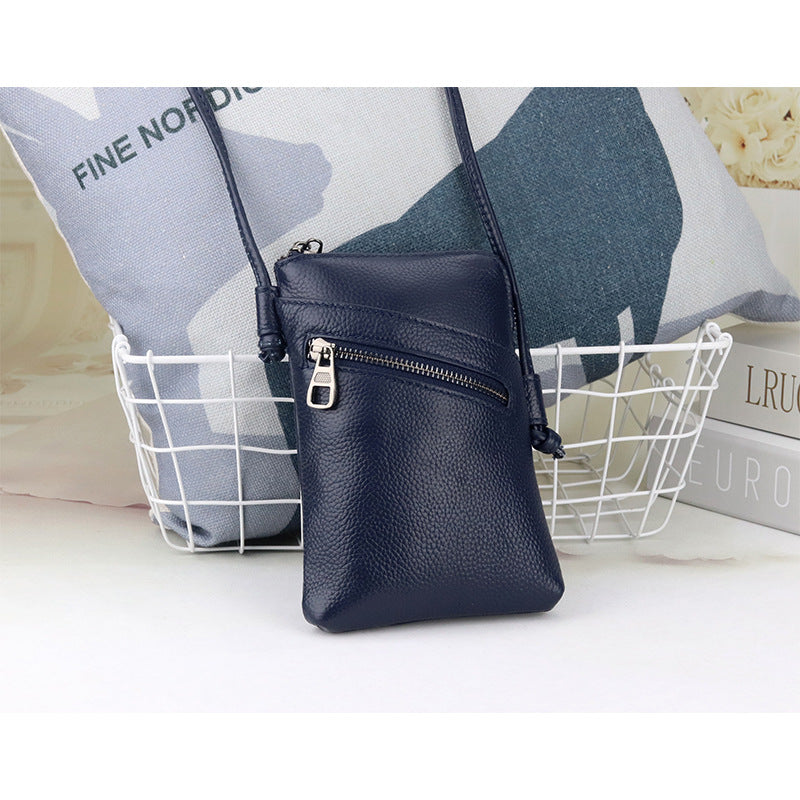 Women's Leather Fashion Vertical Mobile First Layer Phone Bags