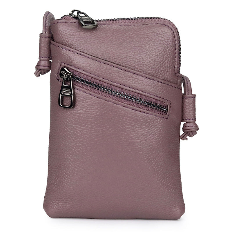 Women's Leather Fashion Vertical Mobile First Layer Phone Bags