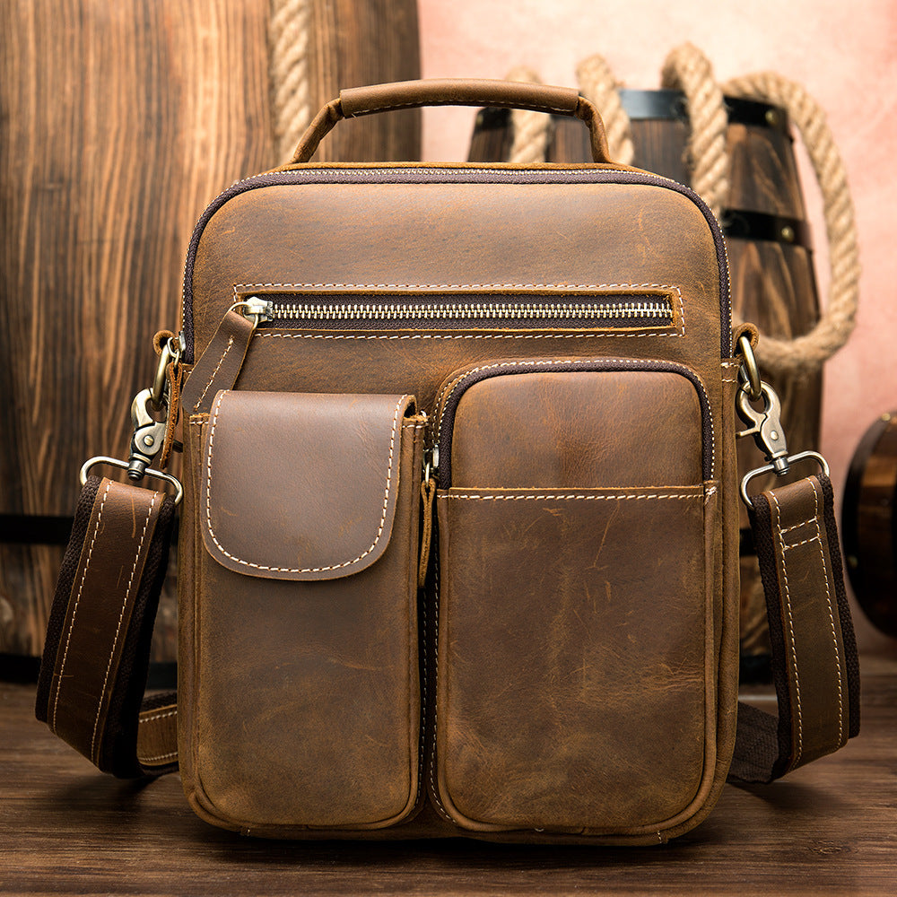 Men's Layer Cowhide Large Capacity Crazy Horse Men's Messenger Bags