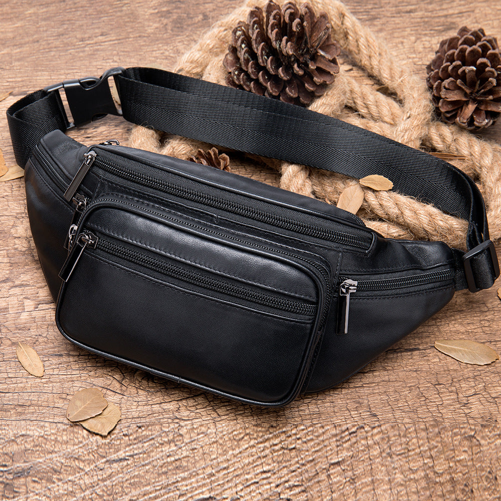 Men's Sheepskin Simple Cell Genuine Leather Leisure Men's Waist Packs