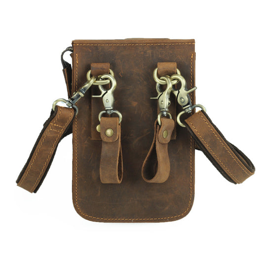 Men's Retro Crazy Horse Leather Genuine Wear Shoulder Bags