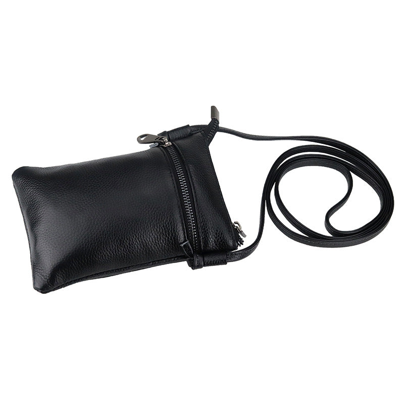 Women's Fashion First Layer Cowhide Vertical Mobile Phone Bags