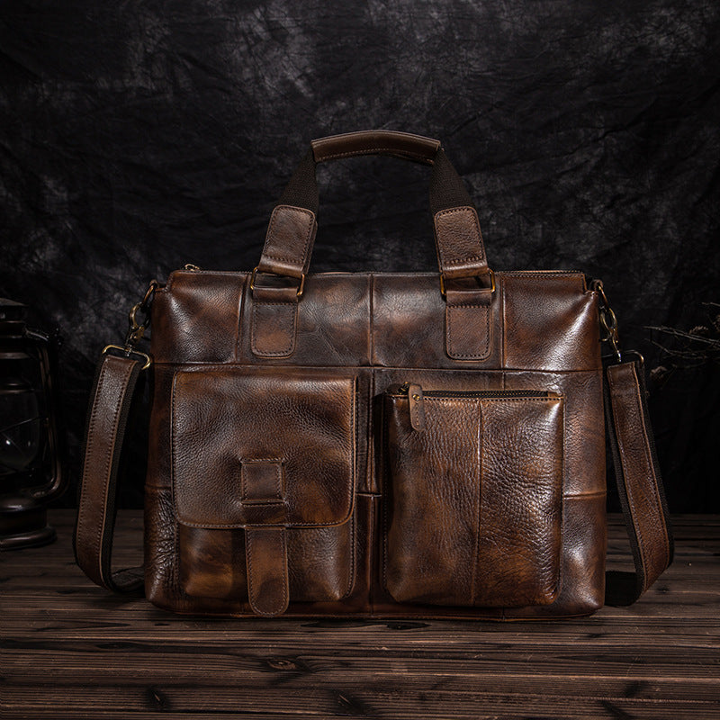 Men's First Layer Crazy Horse Leather Cowhide Bags