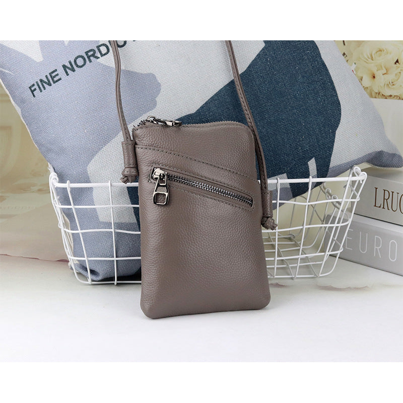 Women's Leather Fashion Vertical Mobile First Layer Phone Bags