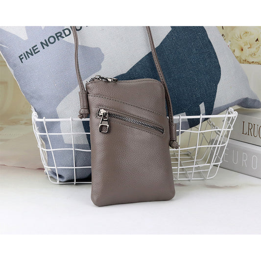 Women's Leather Fashion Vertical Mobile First Layer Phone Bags