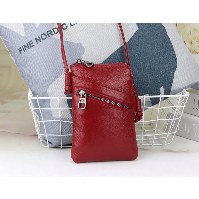 Women's Leather Fashion Vertical Mobile First Layer Phone Bags