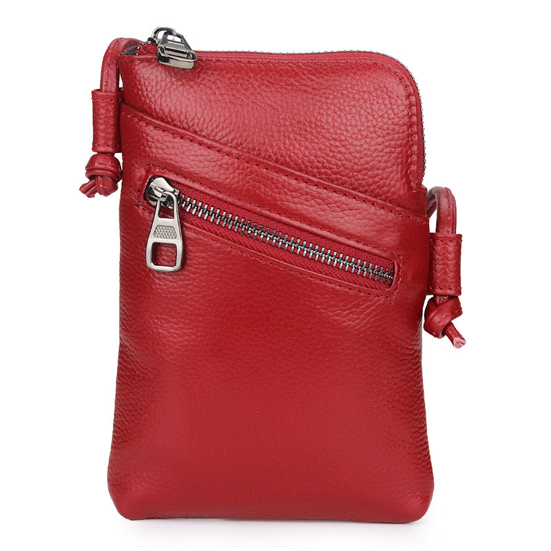 Women's Leather Fashion Vertical Mobile First Layer Phone Bags