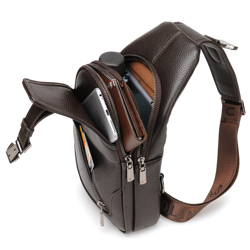 Men's Attractive Creative First Layer Cowhide Men's Chest Bags