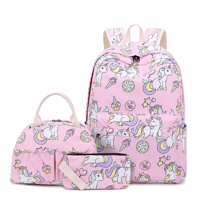 Children's Burden Reduction Large Capacity Cartoon Three-piece Elementary School Students' Schoolbags