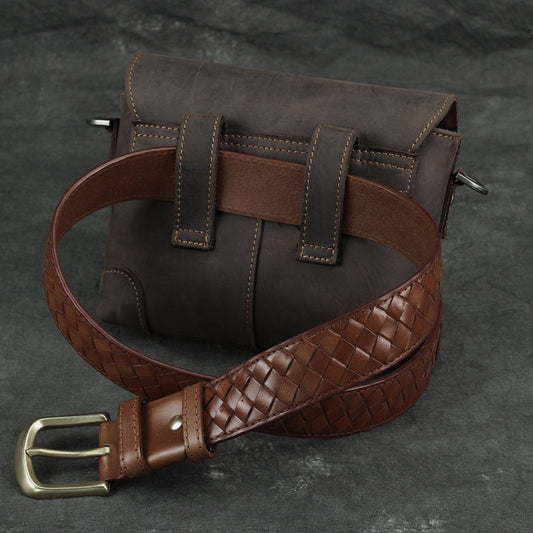 Men's Crazy Horse Leather Genuine First Layer Men's Shoulder Bags