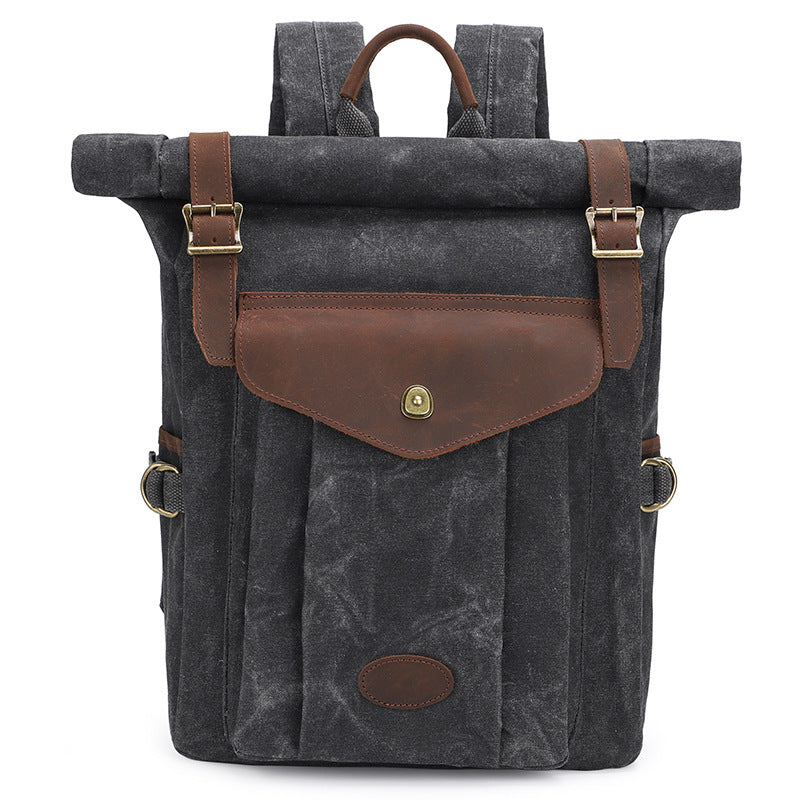 Men's Vintage Crazy Horse Leather Oil Wax Backpacks