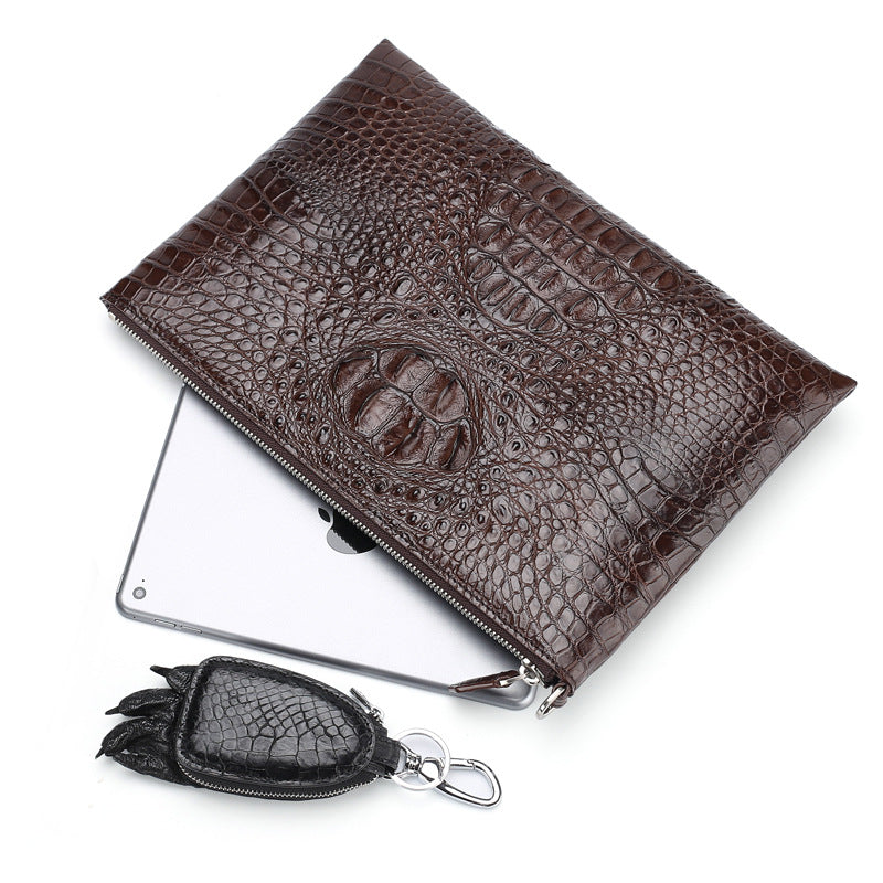 Men's Crocodile Fish Leather Clutch Envelope Business Men's Handbags
