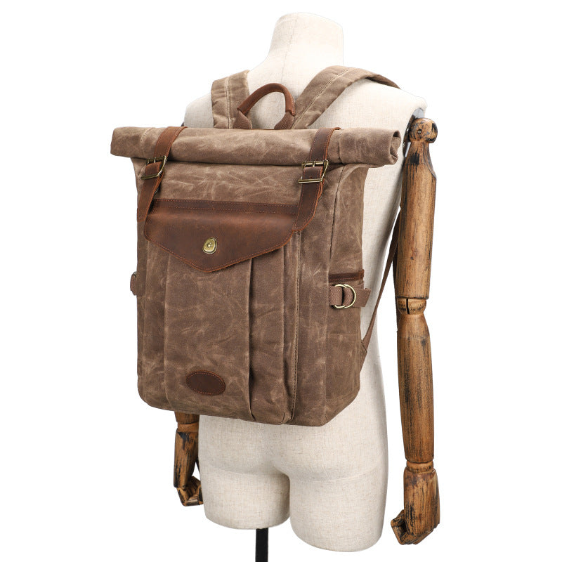 Men's Vintage Crazy Horse Leather Oil Wax Backpacks