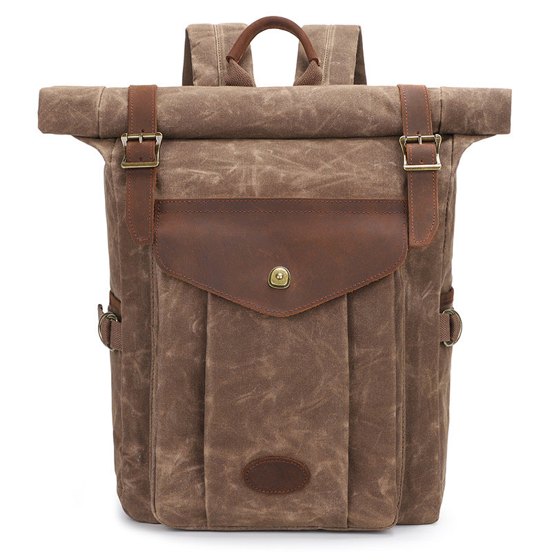 Men's Vintage Crazy Horse Leather Oil Wax Backpacks