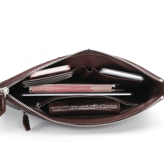 Men's Crocodile Fish Leather Clutch Envelope Business Men's Handbags