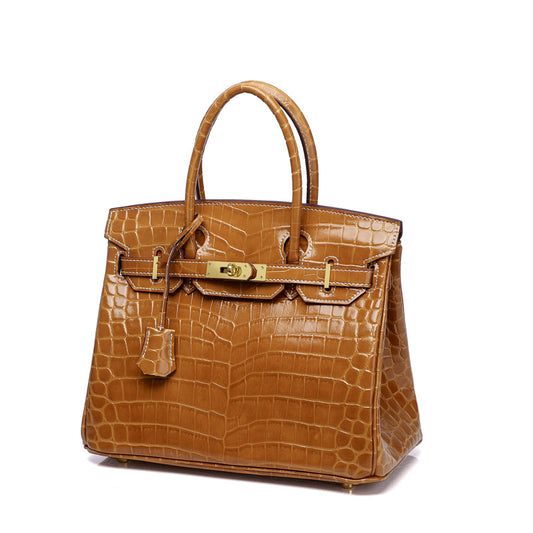 Women's Fashion Crocodile Pattern Genuine Leather Cow Handbags