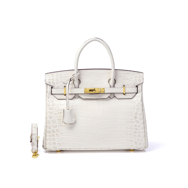 Women's Fashion Crocodile Pattern Genuine Leather Cow Handbags