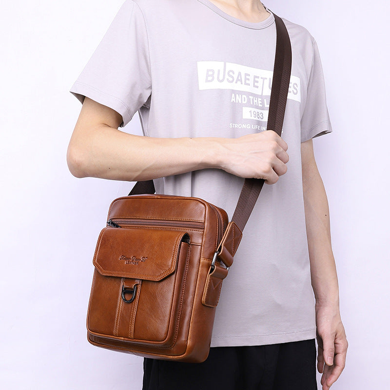 Men's Retro First Layer Cowhide Korean Hipster Men's Messenger Bags