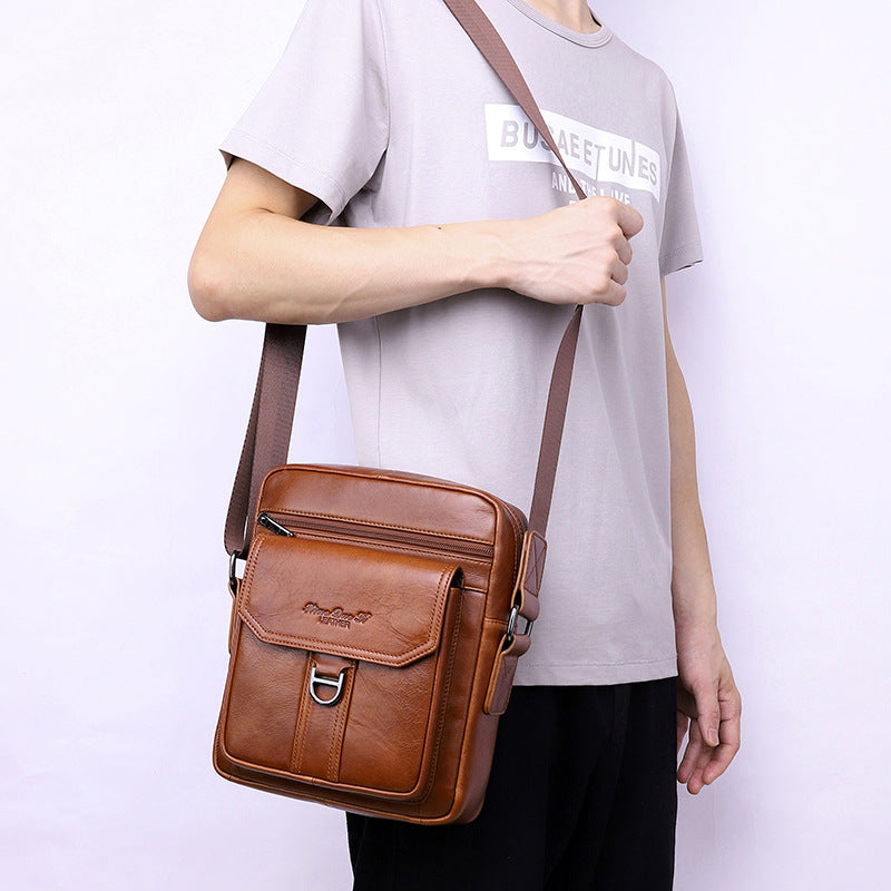 Men's Retro First Layer Cowhide Korean Hipster Men's Messenger Bags